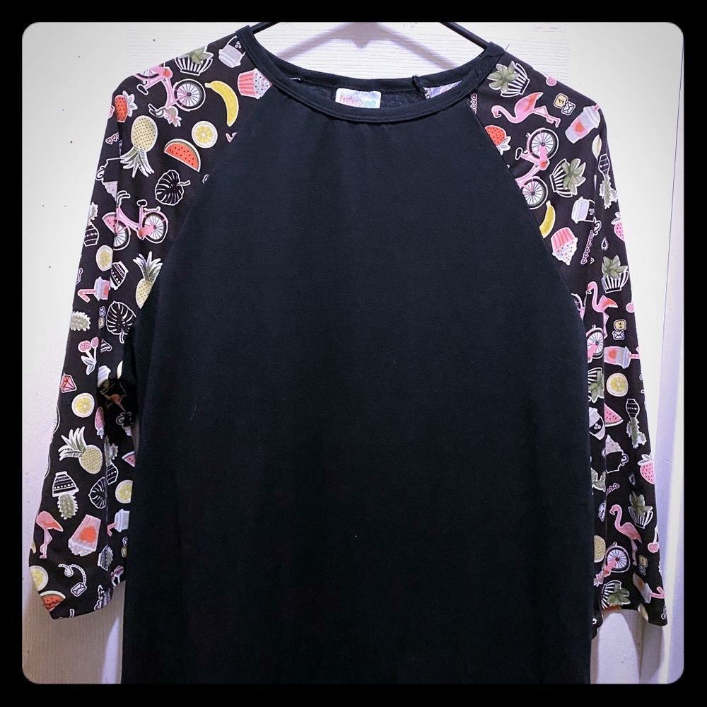 BLACK WITH PRINTED SLEEVES LULAROE